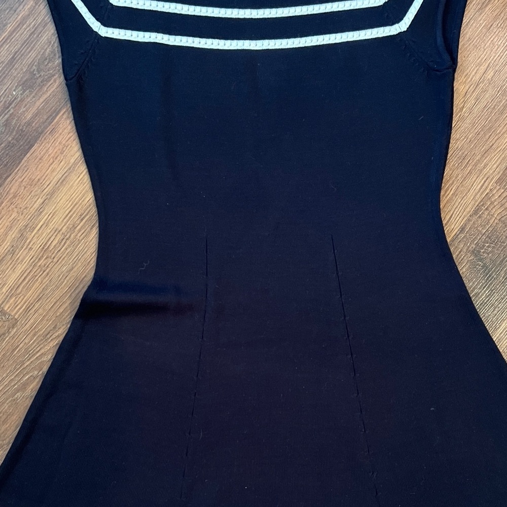 Eliza J -  Deep Nacy and White Striped Midi Dress - knit - Picture 4 of 7